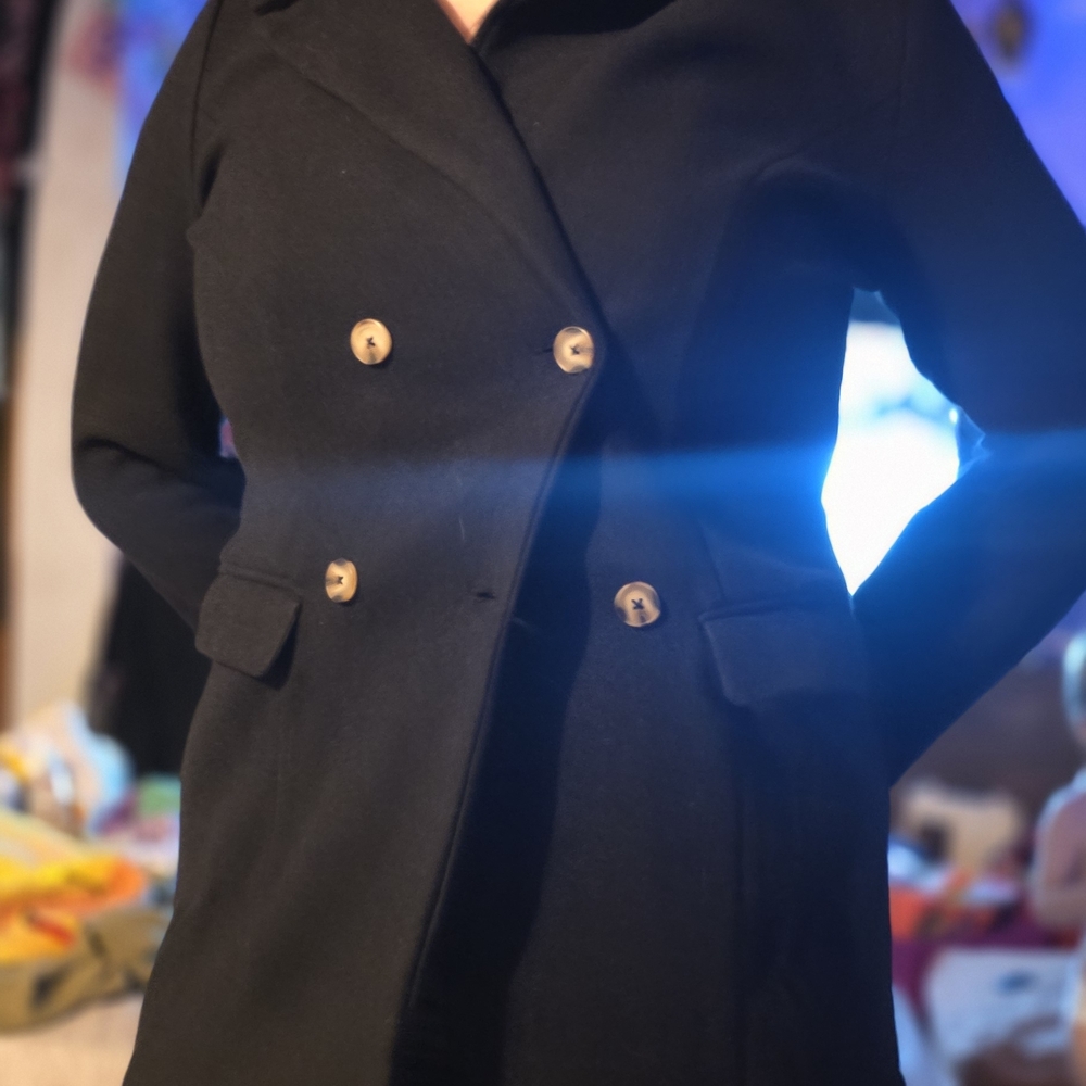 MaxAzria Black Double-Breasted Pea Coat